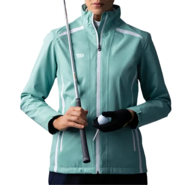 Ladies Lightweight Waterproof Golf Jacket with Lifetime Guarantee – Mint Green & White
