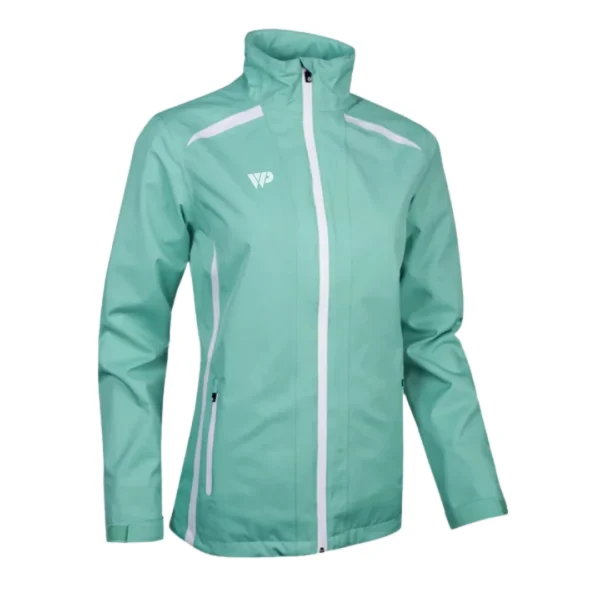 Ladies Lightweight Waterproof Golf Jacket with Lifetime Guarantee – Mint Green & White - Image 2