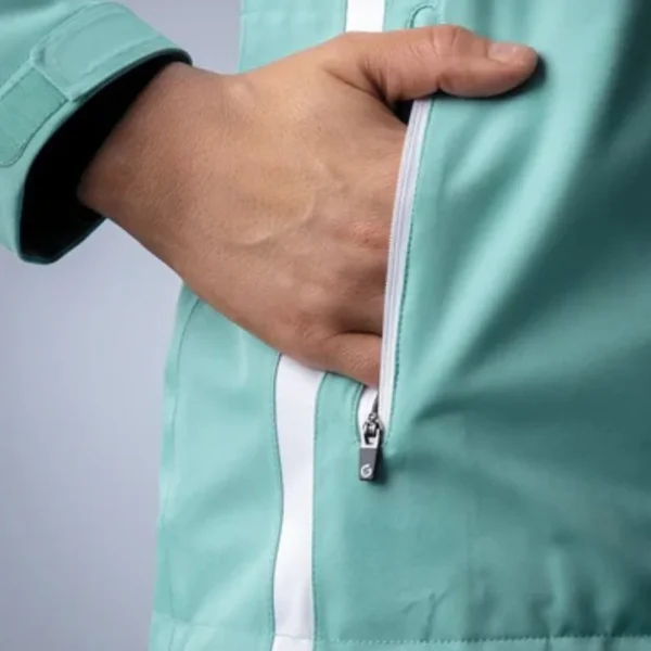 Ladies Lightweight Waterproof Golf Jacket with Lifetime Guarantee – Mint Green & White - Image 3